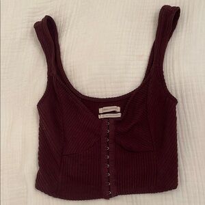 Urban Outfitters Burgundy Ribbed Crop Top